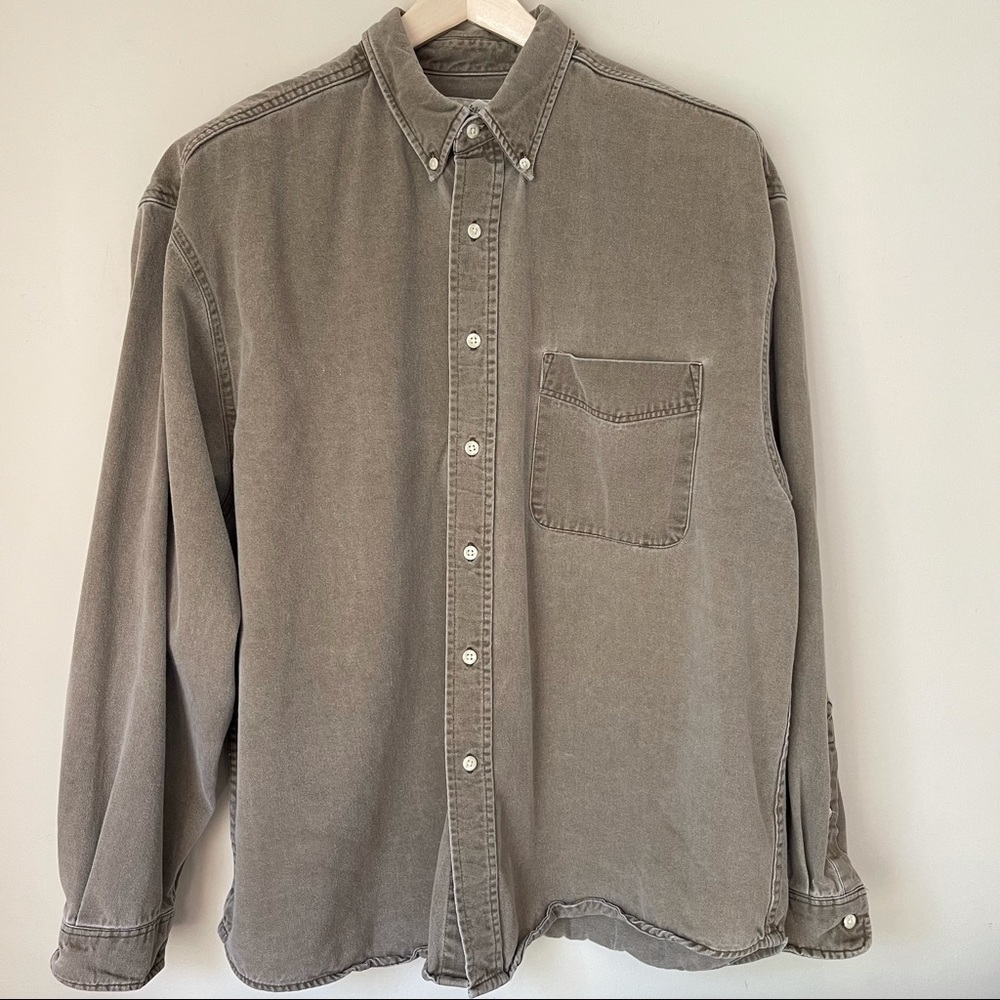 Eddie Bauer Weathered Denim Button Down Shirt- XL.
